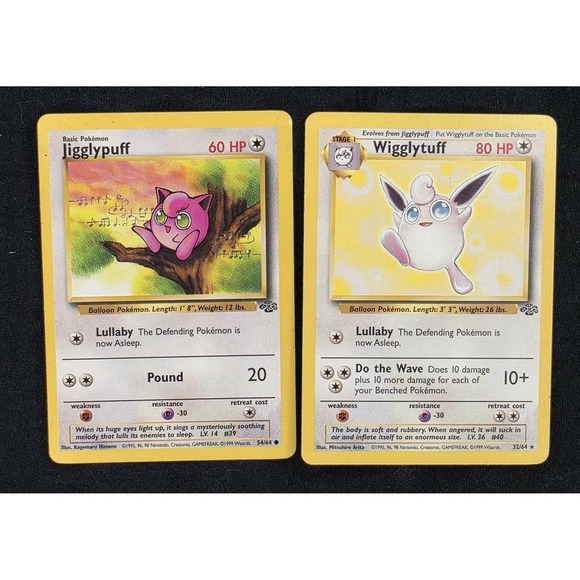 Jigglypuff and Wigglytuff Pokemon Card Base Set Neo Genesis XY Evolutions
